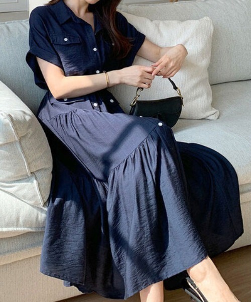 FLINEA（フリネア）の「シングルブレストシャツワンピース（ワンピース・レディース・ネイビー・FREE）」の11枚目の写真