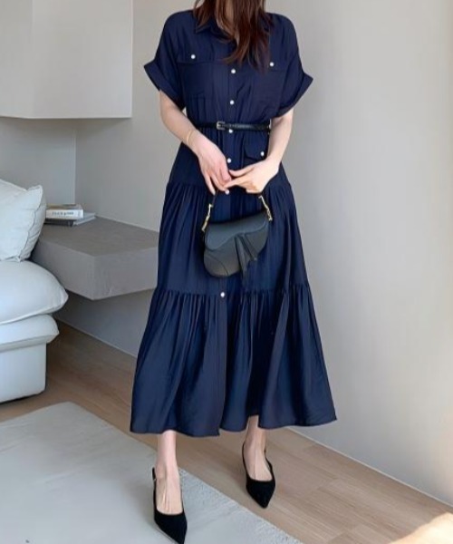 FLINEA（フリネア）の「シングルブレストシャツワンピース（ワンピース・レディース・ネイビー・FREE）」の17枚目の写真