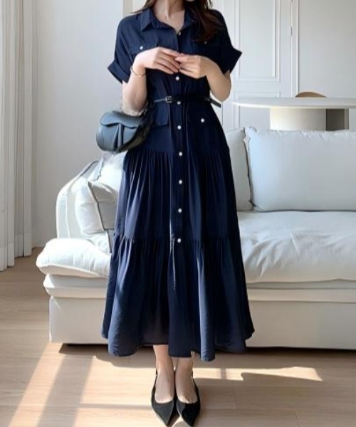 FLINEA（フリネア）の「シングルブレストシャツワンピース（ワンピース・レディース・ネイビー・FREE）」の19枚目の写真