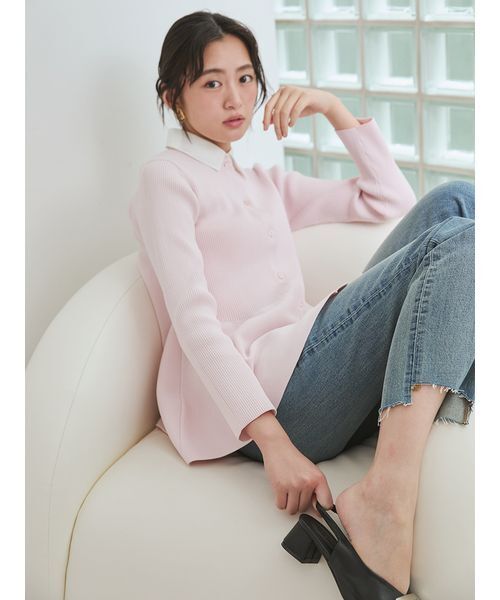 Mila Owen(ミラオーウェン)の「2WAY襟付きペプラムニットトップス(ニット/セーター・レディース・ブラック/アイボリー/ライトピンク・1/0)」の4枚目の写真