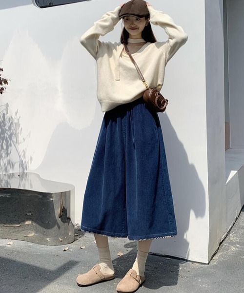 semplice(センプリチェ)の「秋冬向け コーデュロイワイドクロップパンツ(その他パンツ・レディース・ベージュ/ブラウン/ブルー/キャメル・F)」の19枚目の写真