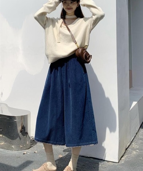 semplice(センプリチェ)の「秋冬向け コーデュロイワイドクロップパンツ(その他パンツ・レディース・ベージュ/ブラウン/ブルー/キャメル・F)」の18枚目の写真