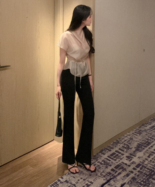 Aelina(エリナ)の「リボン半袖トップス(シャツ/ブラウス・レディース・グレー/ベージュ・FREE)」の22枚目の写真
