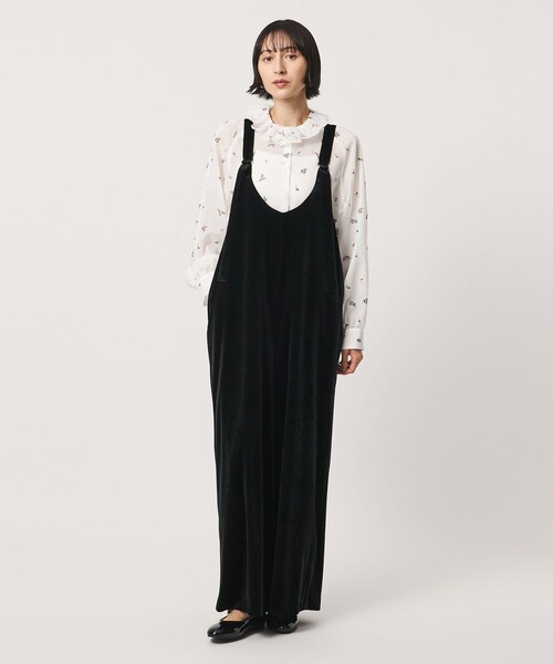 SACRA(サクラ)の「<SACRA>ベロア オールインワン パンツ(つなぎ/オールインワン・レディース・ブラック・38)」の2枚目の写真