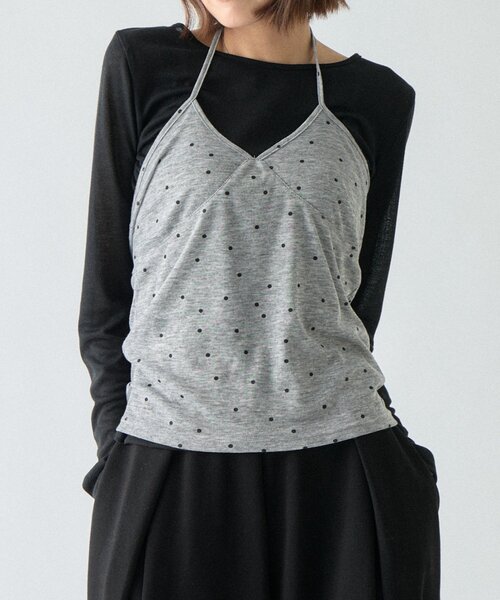 goocy(グーシー)の「【セットアイテム】シアーリブドットビスチェ(Tシャツ/カットソー・レディース・ブラック/グレー/ベージュ・FREE)」の8枚目の写真
