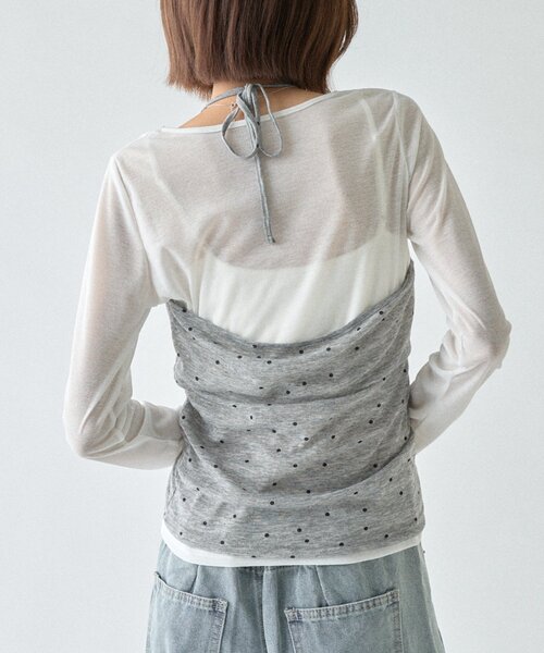 goocy(グーシー)の「【セットアイテム】シアーリブドットビスチェ(Tシャツ/カットソー・レディース・ブラック/グレー/ベージュ・FREE)」の15枚目の写真