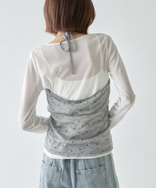goocy(グーシー)の「【セットアイテム】シアーリブドットビスチェ(Tシャツ/カットソー・レディース・ブラック/グレー/ベージュ・FREE)」の20枚目の写真
