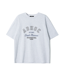 男性アーチ型レタリングアートワークTシャツ (LT-GREY) (HC6ST44)