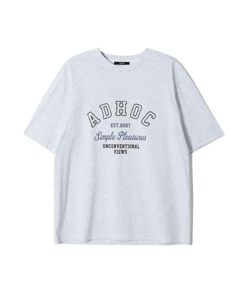 ADHOC(アドホック)の「男性アーチ型レタリングアートワークTシャツ (LT-GREY) (HC6ST44)(Tシャツ/カットソー・メンズ・その他・100/105)」の1枚目の写真
