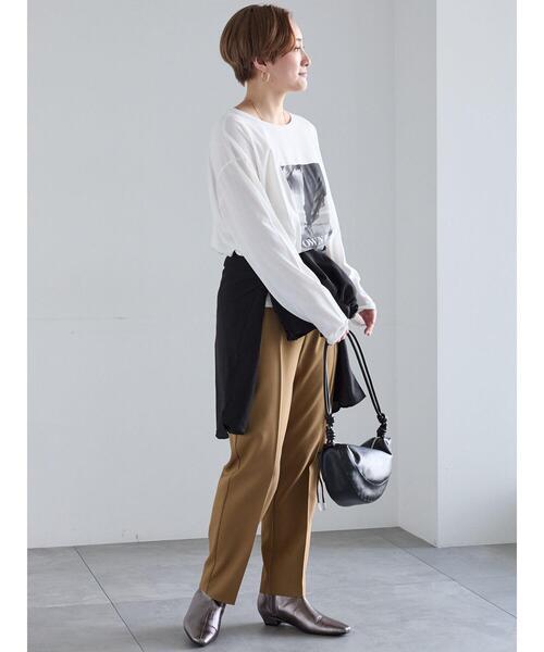 Te chichi(テチチ)の「モノクロームフォトロンT(Tシャツ/カットソー・レディース・オフホワイト/チャコールグレー/ブラウン・F)」の19枚目の写真