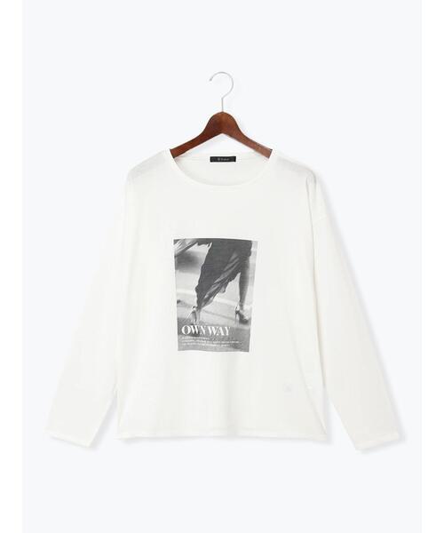 Te chichi(テチチ)の「モノクロームフォトロンT(Tシャツ/カットソー・レディース・オフホワイト/チャコールグレー/ブラウン・F)」の20枚目の写真