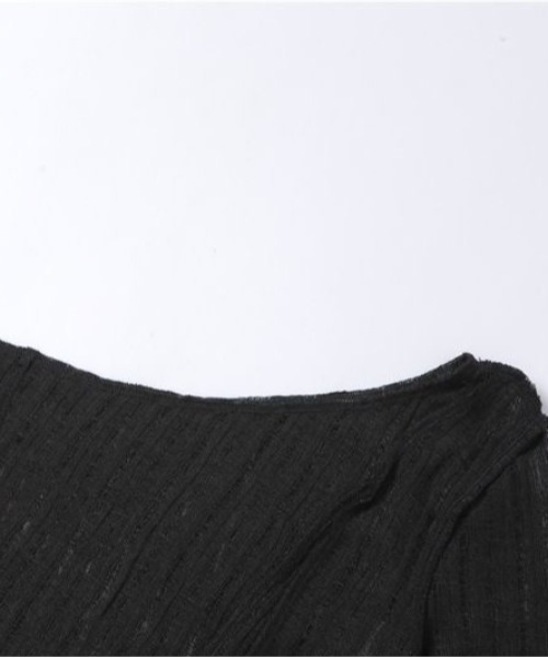lulufa(ルルファ)の「ワンショルダーアシメメロウリブトップス(Tシャツ/カットソー・レディース・ブラック/グレー/オフホワイト・FREE)」の5枚目の写真