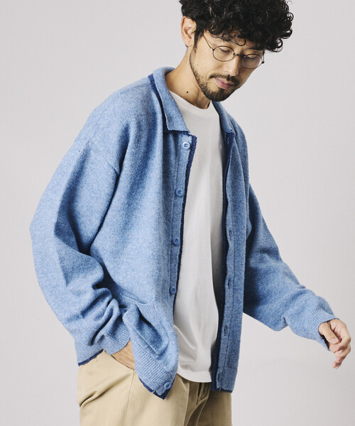FREAK'S STORE(フリークスストア)の「Firsthand/ファーストハンド フェイクレイヤード ニットジャケット【限定展開】(カーディガン/ボレロ・メンズ・サックスブルー/チャコールグレー/ブラック・LARGE/MEDIUM)」の3枚目の写真