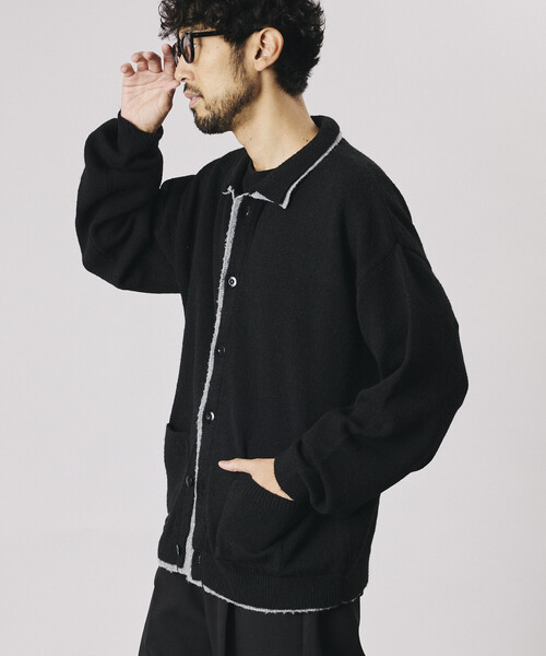 FREAK'S STORE(フリークスストア)の「Firsthand/ファーストハンド フェイクレイヤード ニットジャケット【限定展開】(カーディガン/ボレロ・メンズ・サックスブルー/チャコールグレー/ブラック・LARGE/MEDIUM)」の2枚目の写真