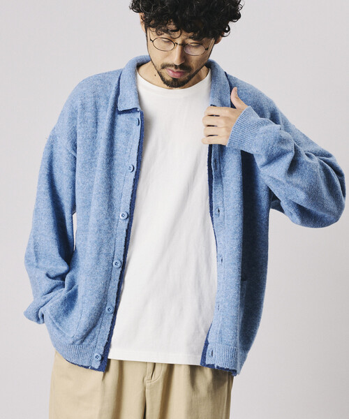 FREAK'S STORE(フリークスストア)の「Firsthand/ファーストハンド フェイクレイヤード ニットジャケット【限定展開】(カーディガン/ボレロ・メンズ・サックスブルー/チャコールグレー/ブラック・LARGE/MEDIUM)」の22枚目の写真