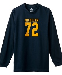 Ol' Basics(オール・ベーシックス) 長袖Tシャツ MICHIGAN ロゴ ナンバリング プリント 袖リブ ロンT トップス カットソー レディース