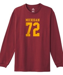 Ol' Basics(オール・ベーシックス) 長袖Tシャツ MICHIGAN ロゴ ナンバリング プリント 袖リブ ロンT トップス カットソー レディース
