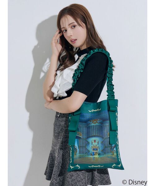 MERCURYDUO(マーキュリーデュオ)の「【ディズニーコレクション】美女と野獣/サテンプリントトートバッグ(トートバッグ・レディース・ブルー/グリーン・FREE)」の2枚目の写真