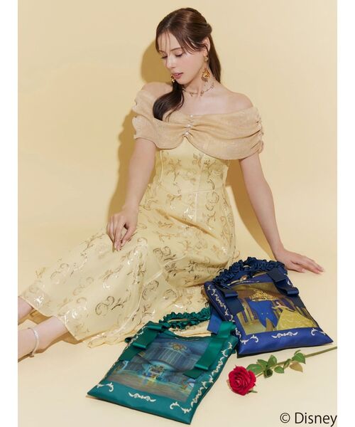 MERCURYDUO(マーキュリーデュオ)の「【ディズニーコレクション】美女と野獣/サテンプリントトートバッグ(トートバッグ・レディース・ブルー/グリーン・FREE)」の9枚目の写真