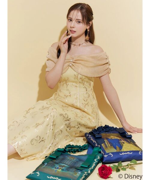 MERCURYDUO(マーキュリーデュオ)の「【ディズニーコレクション】美女と野獣/サテンプリントトートバッグ(トートバッグ・レディース・ブルー/グリーン・FREE)」の3枚目の写真