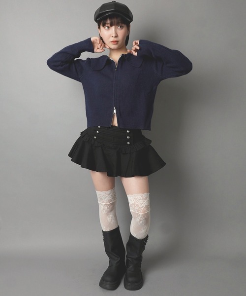 SPINNS(スピンズ)の「ナポレオンミニスカート/フリル/韓国ガーリー(スカート・レディース・ブラウン/ブラック/アイボリー・ONESIZE)」の9枚目の写真