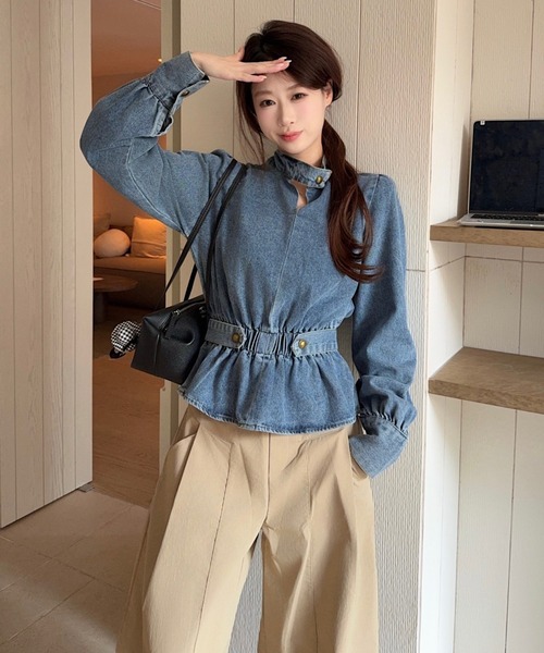 FAVORITO(ファヴォリート)の「ウエストマークデニムトップス(その他トップス・レディース・ブルー・S/M/L)」の9枚目の写真