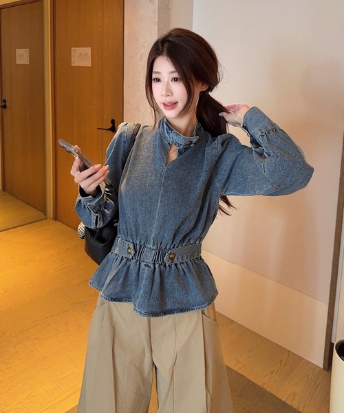 FAVORITO(ファヴォリート)の「ウエストマークデニムトップス(その他トップス・レディース・ブルー・S/M/L)」の10枚目の写真