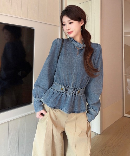 FAVORITO(ファヴォリート)の「ウエストマークデニムトップス(その他トップス・レディース・ブルー・S/M/L)」の6枚目の写真