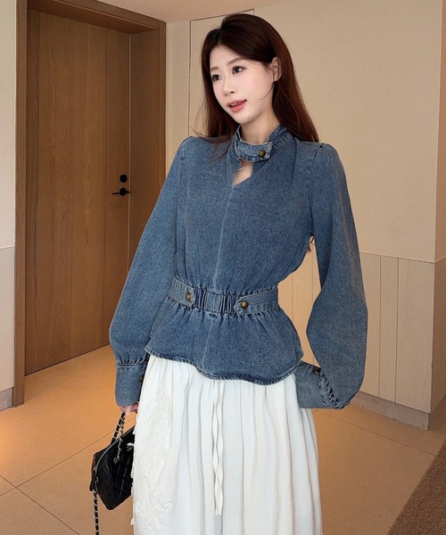 FAVORITO(ファヴォリート)の「ウエストマークデニムトップス(その他トップス・レディース・ブルー・S/M/L)」の7枚目の写真