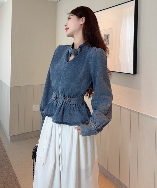 FAVORITO(ファヴォリート)の「ウエストマークデニムトップス(その他トップス・レディース・ブルー・S/M/L)」の11枚目の写真
