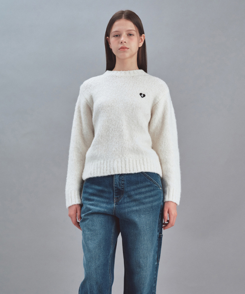 Rest&Recreation(レストアンドレクリエーション)の「HEART LOGO WOOL KNIT TOP - IVORY(ニット/セーター・レディース・その他・ONE SIZE)」の1枚目の写真