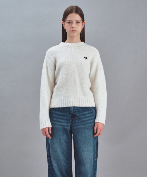 Rest&Recreation(レストアンドレクリエーション)の「HEART LOGO WOOL KNIT TOP - IVORY(ニット/セーター・レディース・その他・ONE SIZE)」の2枚目の写真