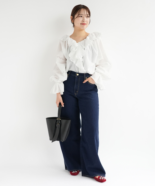 SLOBE IENA(スローブイエナ)の「VIOLETTE ROOM/バイオレットルーム レースブラウス VR263113(シャツ/ブラウス・レディース・ブラック/ホワイト・FREE)」の8枚目の写真