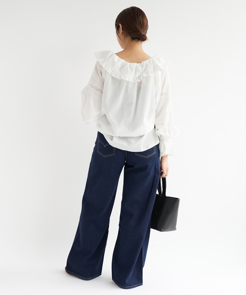 SLOBE IENA(スローブイエナ)の「VIOLETTE ROOM/バイオレットルーム レースブラウス VR263113(シャツ/ブラウス・レディース・ブラック/ホワイト・FREE)」の11枚目の写真