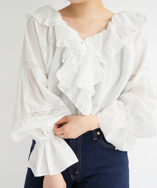 SLOBE IENA(スローブイエナ)の「VIOLETTE ROOM/バイオレットルーム レースブラウス VR263113(シャツ/ブラウス・レディース・ブラック/ホワイト・FREE)」の13枚目の写真
