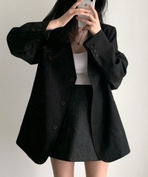 Vネックシングルブレストノーカラージャケット