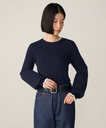 【SAINT REPOS サンルポ別注】【至福のカヌレニット】ラメフリル配色リブボリュームスリーブプルオーバー