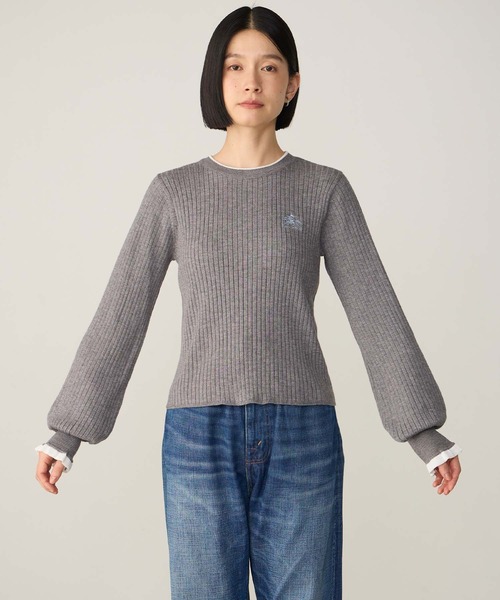 SAINT REPOS(サンルポ)の「【SAINT REPOS サンルポ別注】【至福のカヌレニット】ラメフリル配色リブボリュームスリーブプルオーバー(ニット/セーター・レディース・グレー/ホワイト×ブラック/ネイビー/ブラック/ワイン・FREE)」の8枚目の写真
