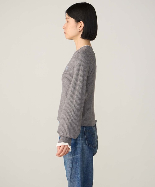 SAINT REPOS(サンルポ)の「【SAINT REPOS サンルポ別注】【至福のカヌレニット】ラメフリル配色リブボリュームスリーブプルオーバー(ニット/セーター・レディース・グレー/ホワイト×ブラック/ネイビー/ブラック/ワイン・FREE)」の9枚目の写真