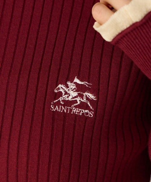 SAINT REPOS(サンルポ)の「【SAINT REPOS サンルポ別注】【至福のカヌレニット】ラメフリル配色リブボリュームスリーブプルオーバー(ニット/セーター・レディース・グレー/ホワイト×ブラック/ネイビー/ブラック/ワイン・FREE)」の7枚目の写真