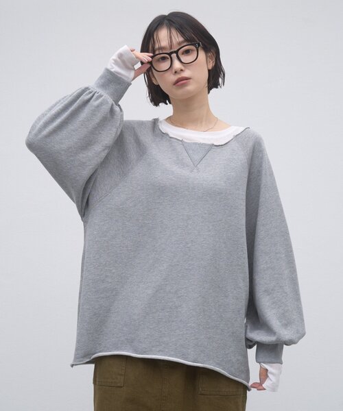 CIAOPANIC TYPY（チャオパニックティピー）の「ZOZO限定シアーレイヤードライクロングスウェット（Tシャツ/カットソー・レディース・ブラウン/レッド/グレー/チャコールグレー/ダークブルー・ONE SIZE）」の8枚目の写真
