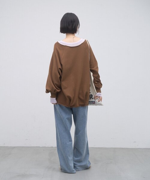 CIAOPANIC TYPY（チャオパニックティピー）の「ZOZO限定シアーレイヤードライクロングスウェット（Tシャツ/カットソー・レディース・ブラウン/レッド/グレー/チャコールグレー/ダークブルー・ONE SIZE）」の11枚目の写真