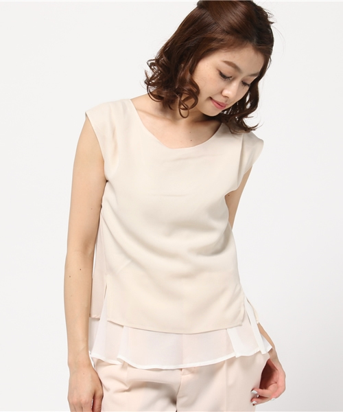 PROPORTION BODY DRESSING(プロポーションボディドレッシング)の「裾シフォンブラウス(シャツ/ブラウス・レディース・カーキ/ベージュ・2/3)」の2枚目の写真