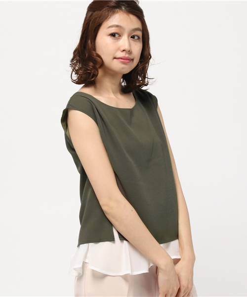 PROPORTION BODY DRESSING(プロポーションボディドレッシング)の「裾シフォンブラウス(シャツ/ブラウス・レディース・カーキ/ベージュ・2/3)」の1枚目の写真