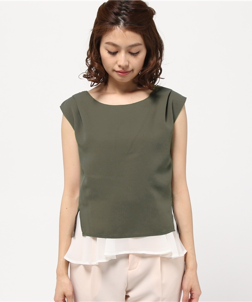 PROPORTION BODY DRESSING(プロポーションボディドレッシング)の「裾シフォンブラウス(シャツ/ブラウス・レディース・カーキ/ベージュ・2/3)」の3枚目の写真