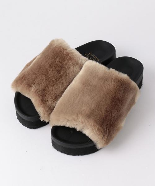 Boisson Chocolat(ボワソンショコラ)の「BBC フェイクファーサンダル(サンダル・レディース・ブラック/ベージュ/イエロー/レンガ・36/37/38)」の12枚目の写真