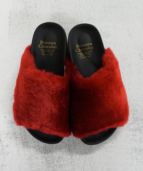 Boisson Chocolat(ボワソンショコラ)の「BBC フェイクファーサンダル(サンダル・レディース・ブラック/ベージュ/イエロー/レンガ・36/37/38)」の15枚目の写真