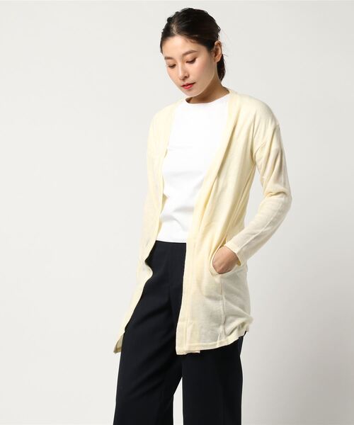 KOBE LETTUCE（コウベレタス）の「ポケット付シンプル薄手ニットソーロングカーディガン（カーディガン/ボレロ・レディース・グレー/チャコールグレー/ダークオレンジ/ブラック/カーキ/モカ/ベージュ/ネイビー/ブルーグリーン/ブラウン/ボルドー/キャメル/グリーン系その他2/パープル系その他2/ブルー系その他/ベージュ系その他2/ホワイト系その他2/ベージュ系その他/ブラウン系その他/グレー系その他/グリーン系その他/パープル系その他/レッド系その他/ホワイト系その他/ブラック系その他/ブラウン系その他2/ブラウン系その他3/ベージュ系その他3/ブルー系その他2/ブルー系その他3/ブルー系その他4/ブルー系その他5/イエロー系その他2/レッド系その他2/ブラウン系その他4/ブラウン系その他5/ブラウン系その他6/ブラック系その他2/イエロー系その他/グレー系その他2/ベージュ系その他4/マスタード/ブラウン系その他7/オフホワイト/ピンク/ピンク系その他/ホワイト系その他3/グリーン系/ブラウン系/グリーン・2/ONE SIZE/1/3）」の3枚目の写真