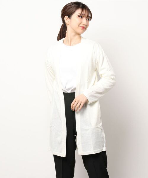 KOBE LETTUCE（コウベレタス）の「ポケット付シンプル薄手ニットソーロングカーディガン（カーディガン/ボレロ・レディース・グレー/チャコールグレー/ダークオレンジ/ブラック/カーキ/モカ/ベージュ/ネイビー/ブルーグリーン/ブラウン/ボルドー/キャメル/グリーン系その他2/パープル系その他2/ブルー系その他/ベージュ系その他2/ホワイト系その他2/ベージュ系その他/ブラウン系その他/グレー系その他/グリーン系その他/パープル系その他/レッド系その他/ホワイト系その他/ブラック系その他/ブラウン系その他2/ブラウン系その他3/ベージュ系その他3/ブルー系その他2/ブルー系その他3/ブルー系その他4/ブルー系その他5/イエロー系その他2/レッド系その他2/ブラウン系その他4/ブラウン系その他5/ブラウン系その他6/ブラック系その他2/イエロー系その他/グレー系その他2/ベージュ系その他4/マスタード/ブラウン系その他7/オフホワイト/ピンク/ピンク系その他/ホワイト系その他3/グリーン系/ブラウン系/グリーン・2/ONE SIZE/1/3）」の5枚目の写真