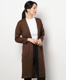 ポケット付シンプル薄手ニットソーロングカーディガン